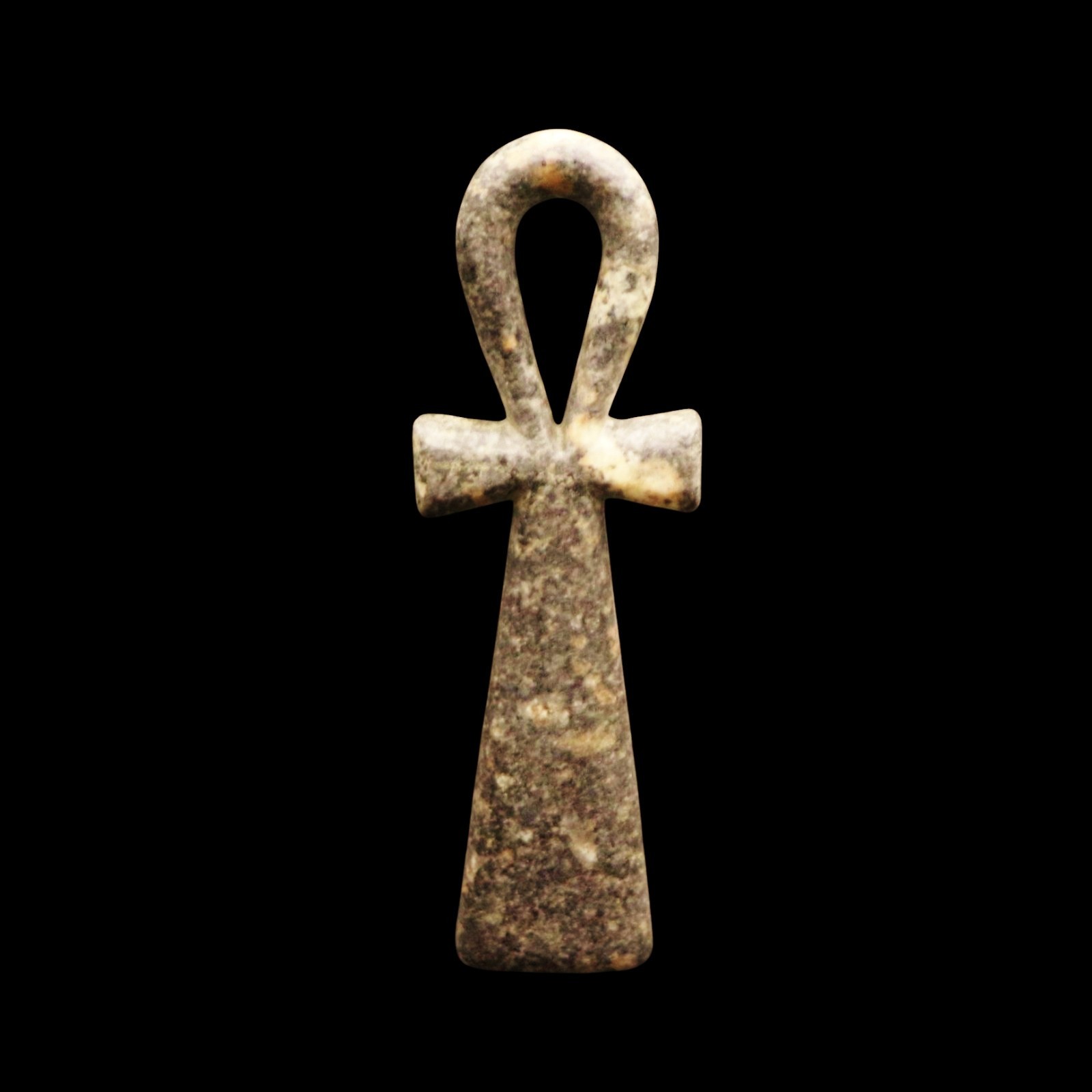 Large Old Ankh Cross Black Stone Carved Plaque Ancient Egyptian \