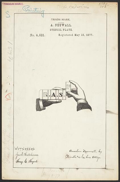 [Trademark registration by A. Neuwall for R.A.S.P. brand Stencil Plate]