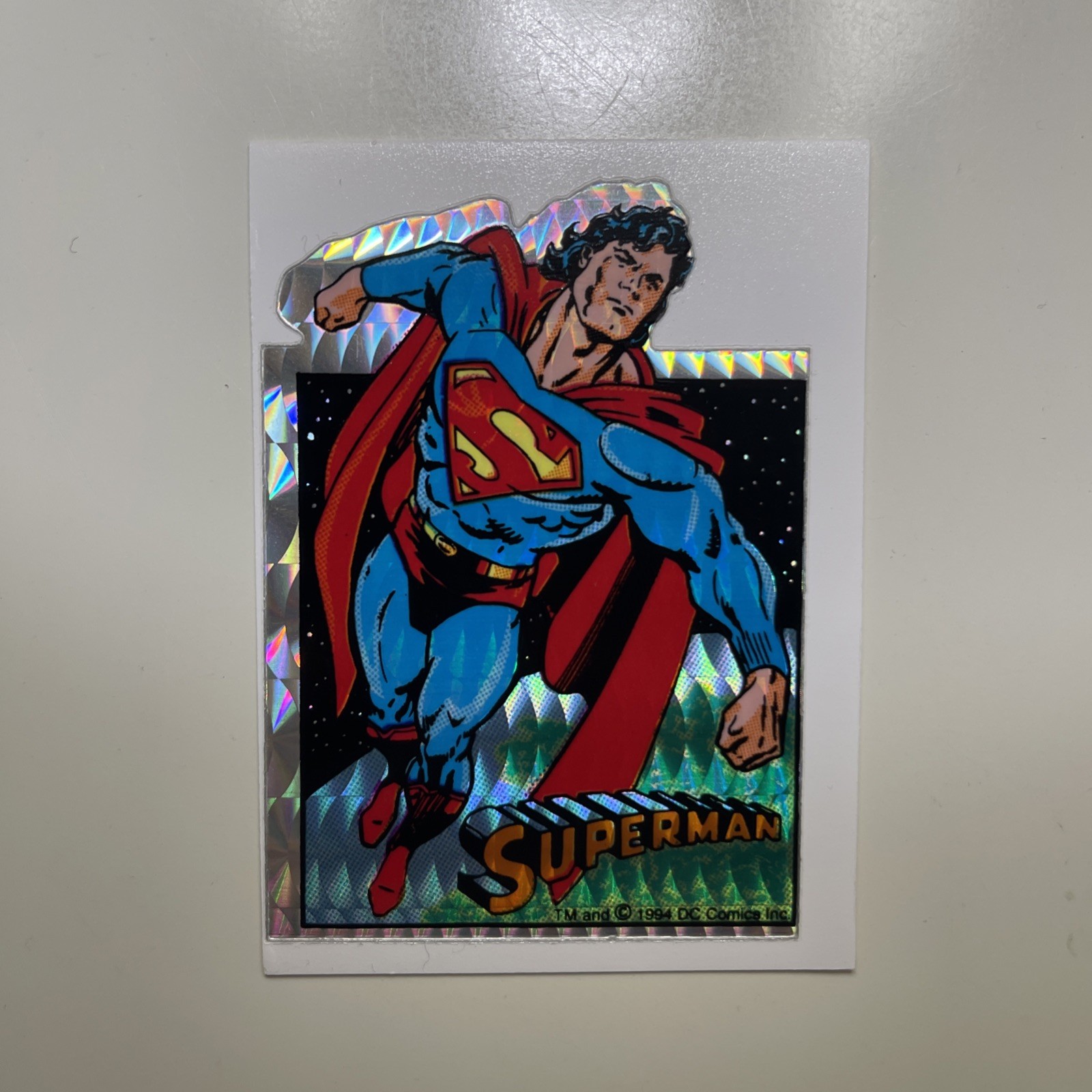 Vintage Rare 1994 DC Superman Vending Machine Die Cut Prism Sticker