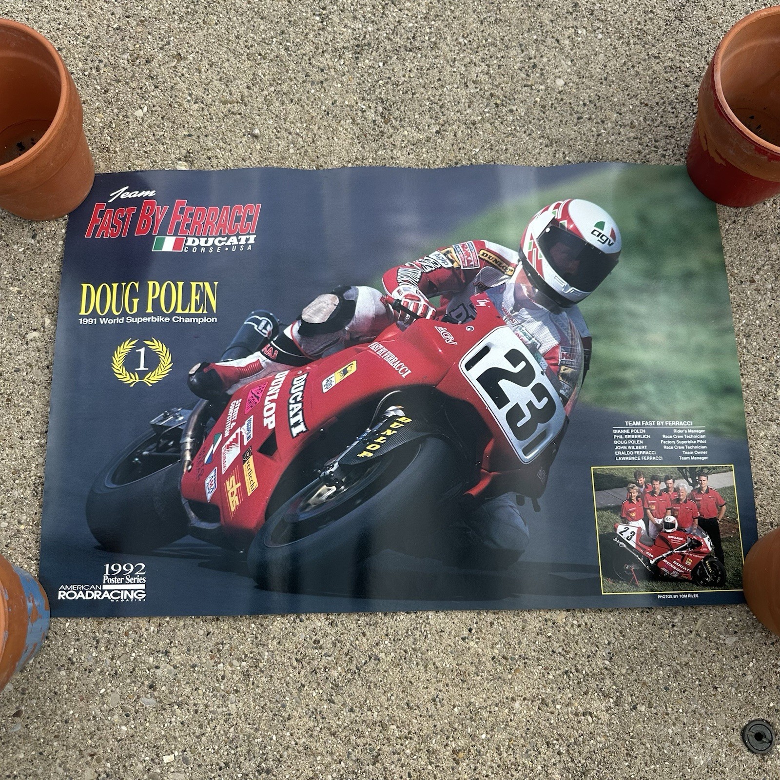 Vintage Poster 1992 Doug Polen Fast By Ferracci Ducati Superbike Poster