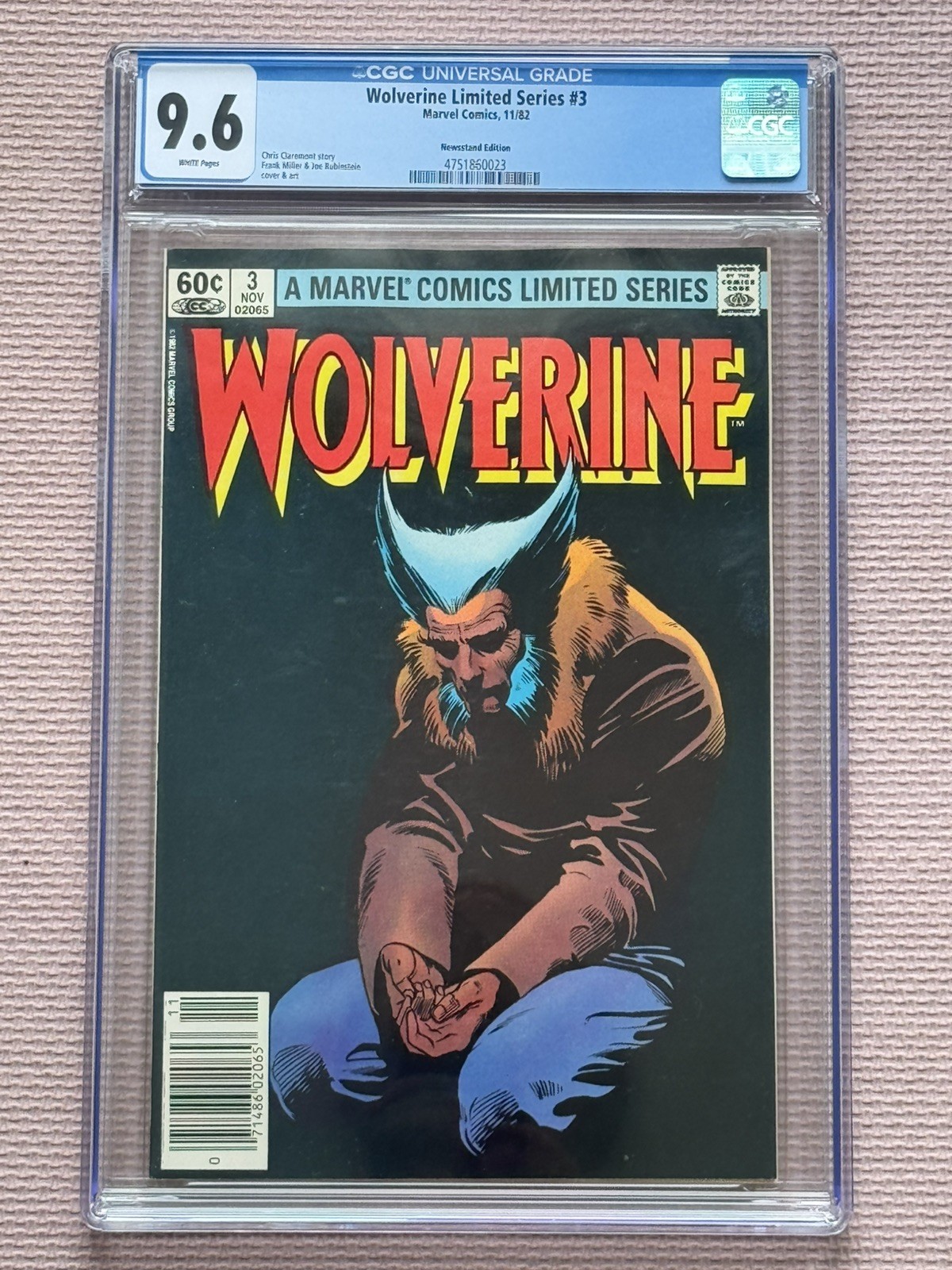 1982 WOLVERINE #3 CGC 9.6 NEWSSTAND W/P FRANK MILLER ART CHRIS CLAREMONT STORY