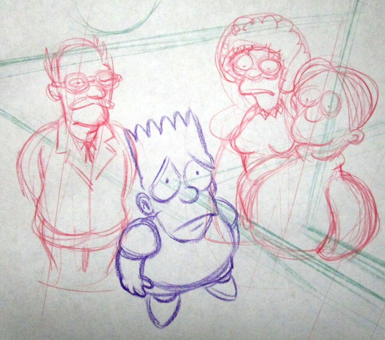 1990's  SIMPSONS FOX Walt Disney ORIGINAL PRODUCTION cel LAYOUT DRAWING Bart
