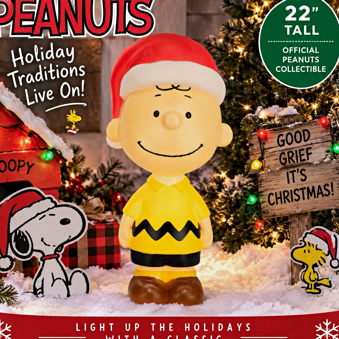 Gemmy Peanuts Charlie Brown Santa Christmas Blow Mold 22” Lighted NEW 2026