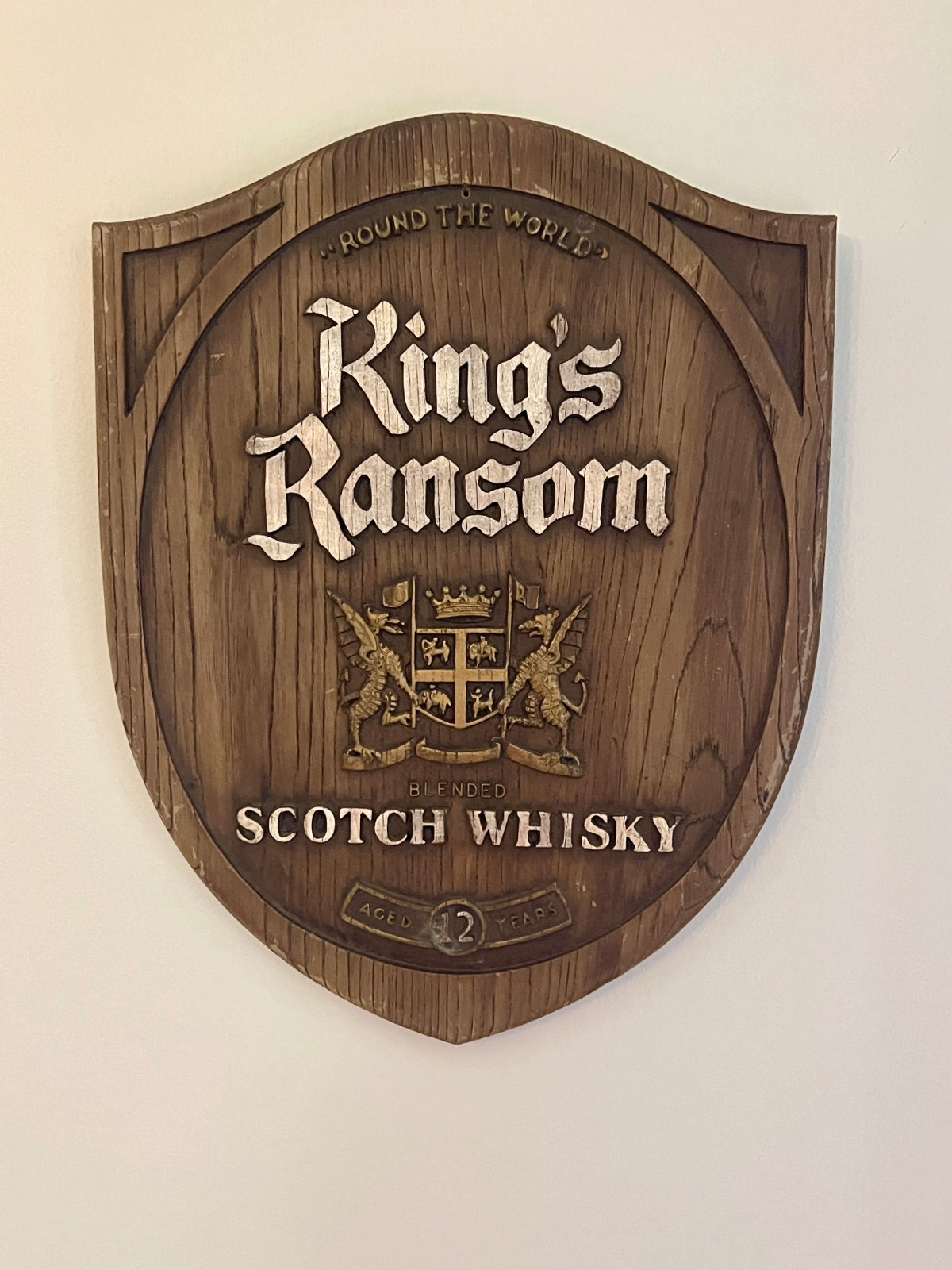 Vintage 1970s King's Ransom Scotch Whisky POS Shield Sign Pub Bar Display