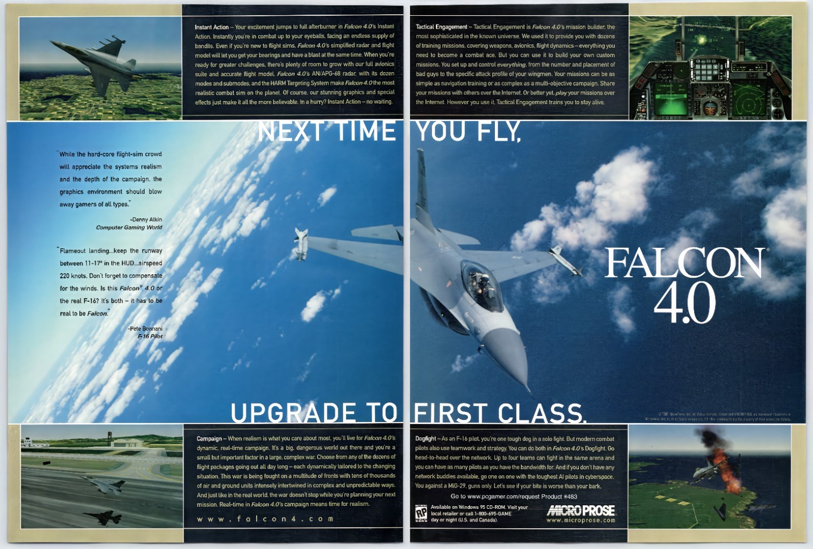 Falcon 4.0 - PC Combat Flight Sim - Original Ad - MicroProse Promo Art 1998