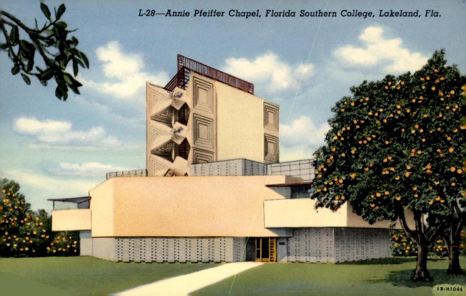 Annie Pfeiffer Chapel, Florida Southern College, Lakeland, 1941 Postcard