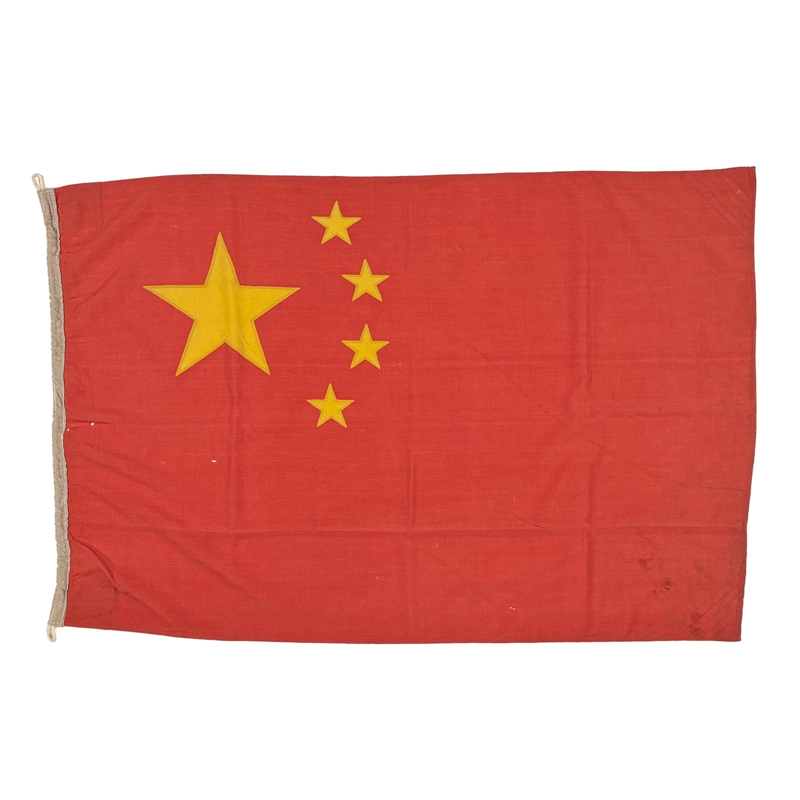 Vintage Faded Wool Chinese Flag CCP Communist China Textile Art PRC