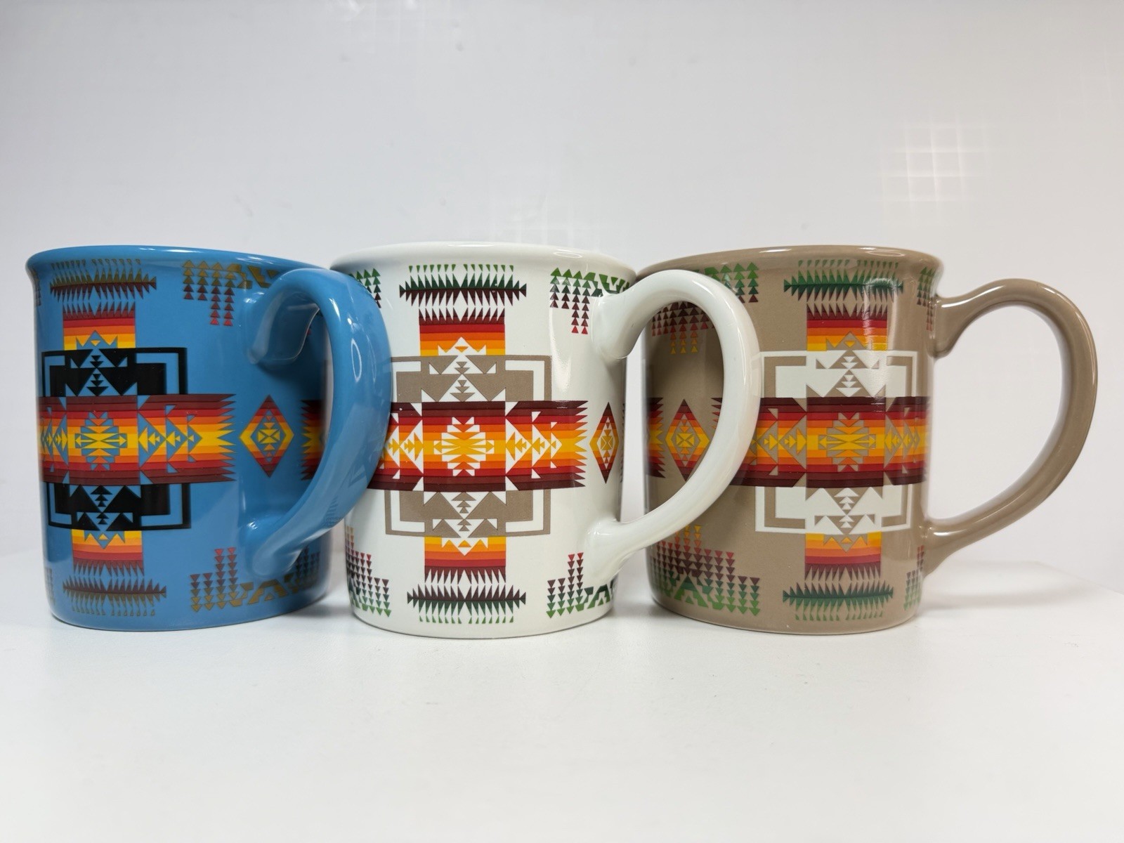 Pendleton Woolen Mills Coffee Mug Set of 3 Southwestern Pattern Cups MINTY LOT 