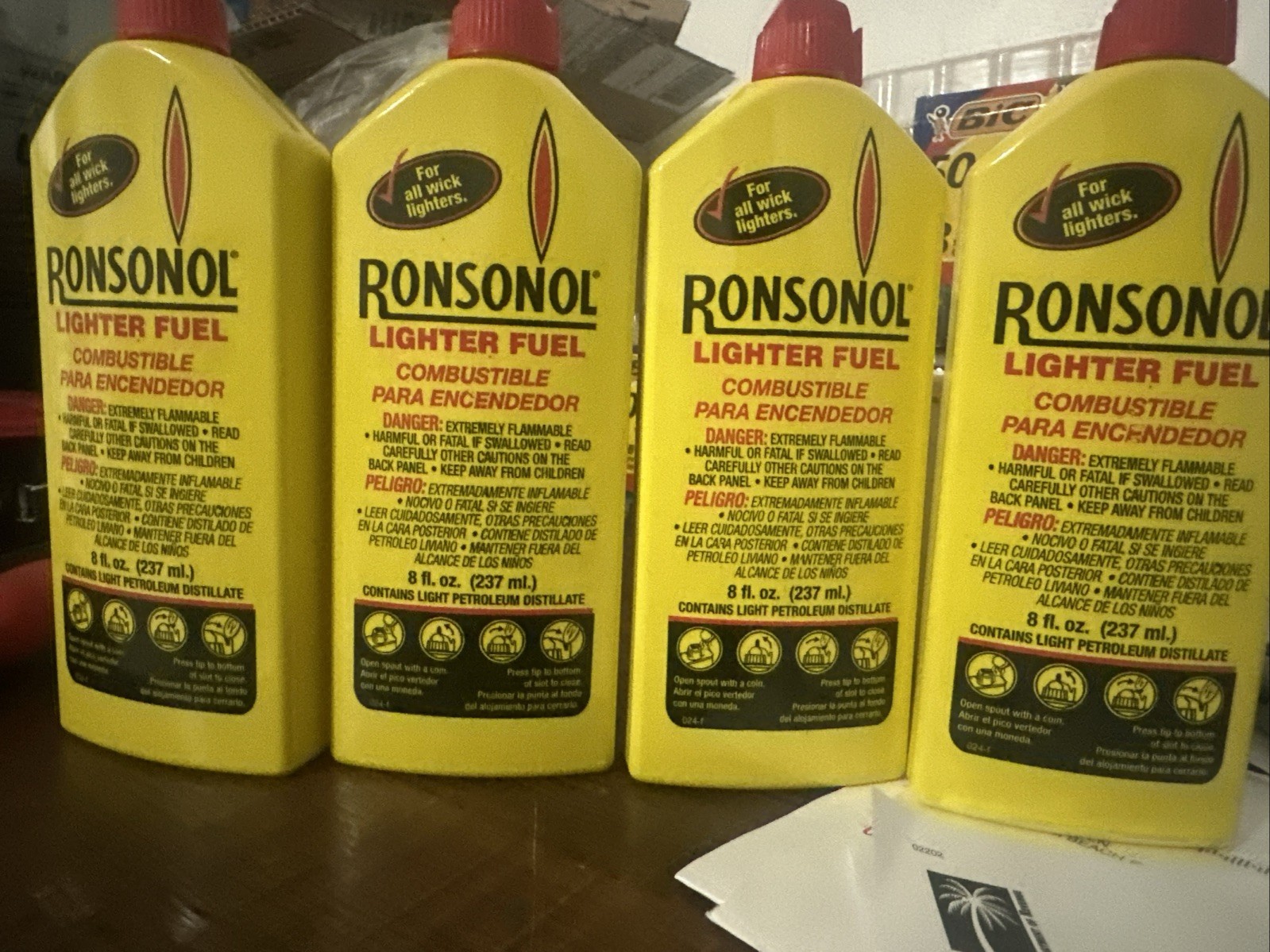 LOT of 4 Ronsonol Best Lighter Fuel 8 OZ Bottle works w/Wick-Type Lighters 