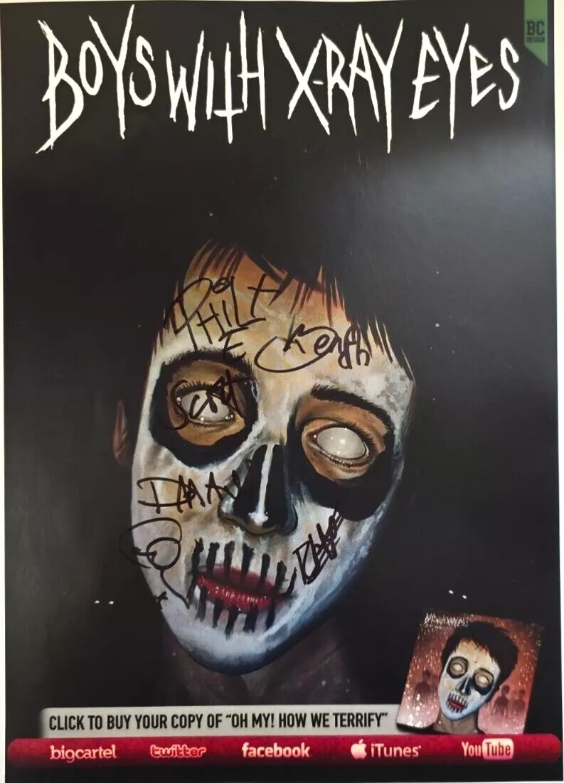 Boys with X Ray Eyes Hand Signed presentation size A4 on glossy print by Band