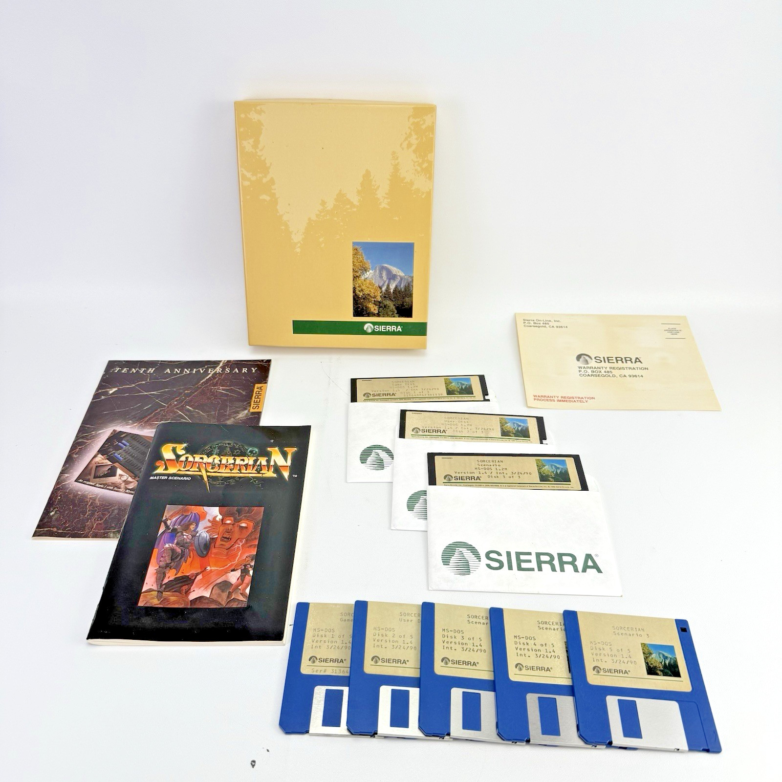 Sorcerian Master Scenario PC Big Box DOS Sierra 1990 3.5/5.25 Disks Complete