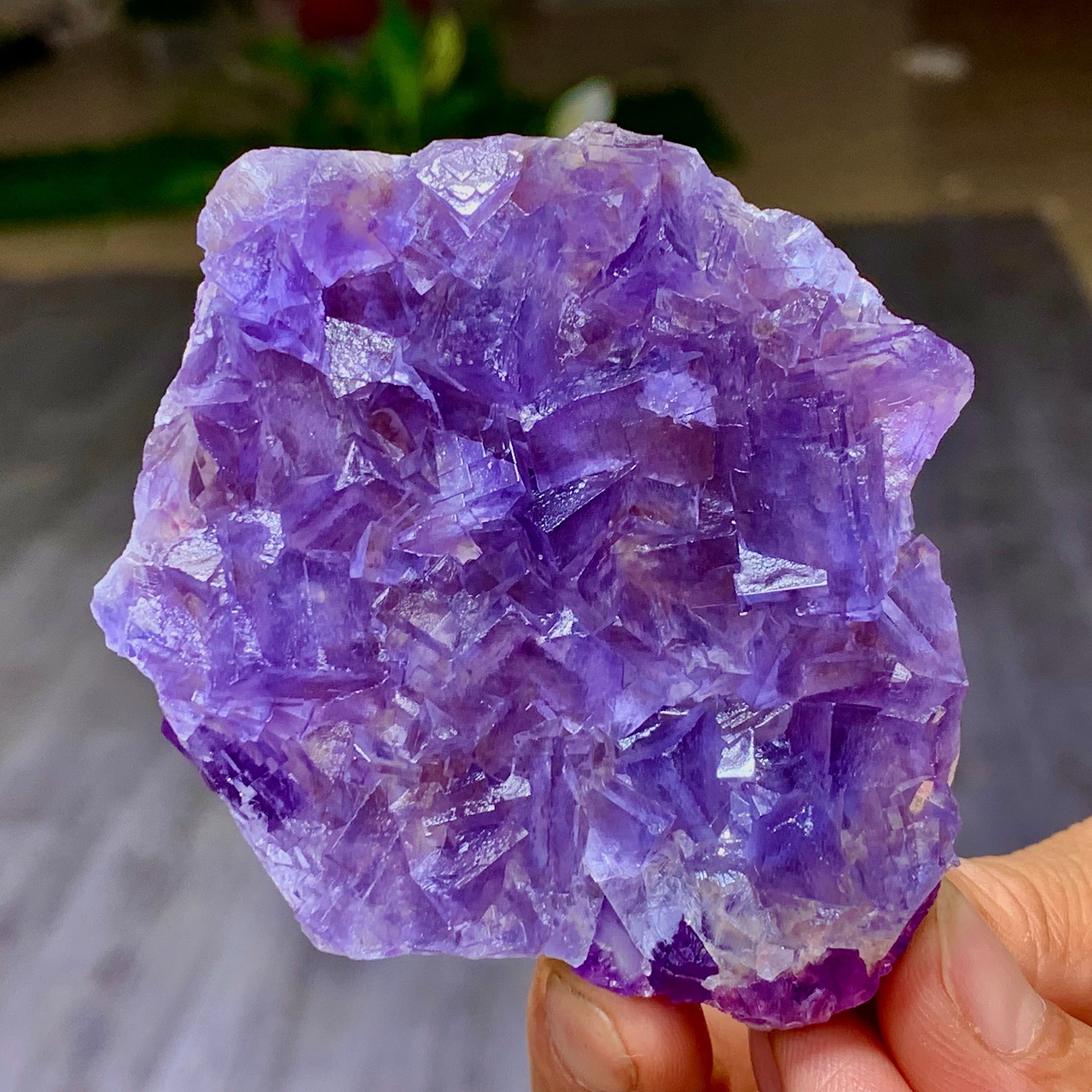 142G Natural transparent  purple cubic fluorite mineral crystal sample/China