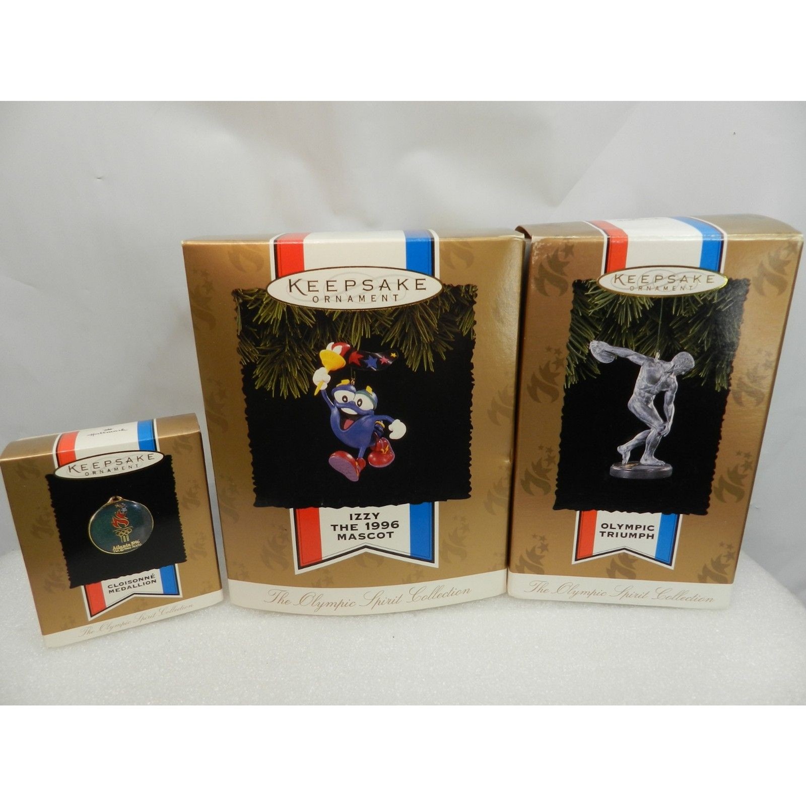 3 Hallmark Keepsake Olympic Theme Ornaments Olympic Triumph Izzy Medallion U46K