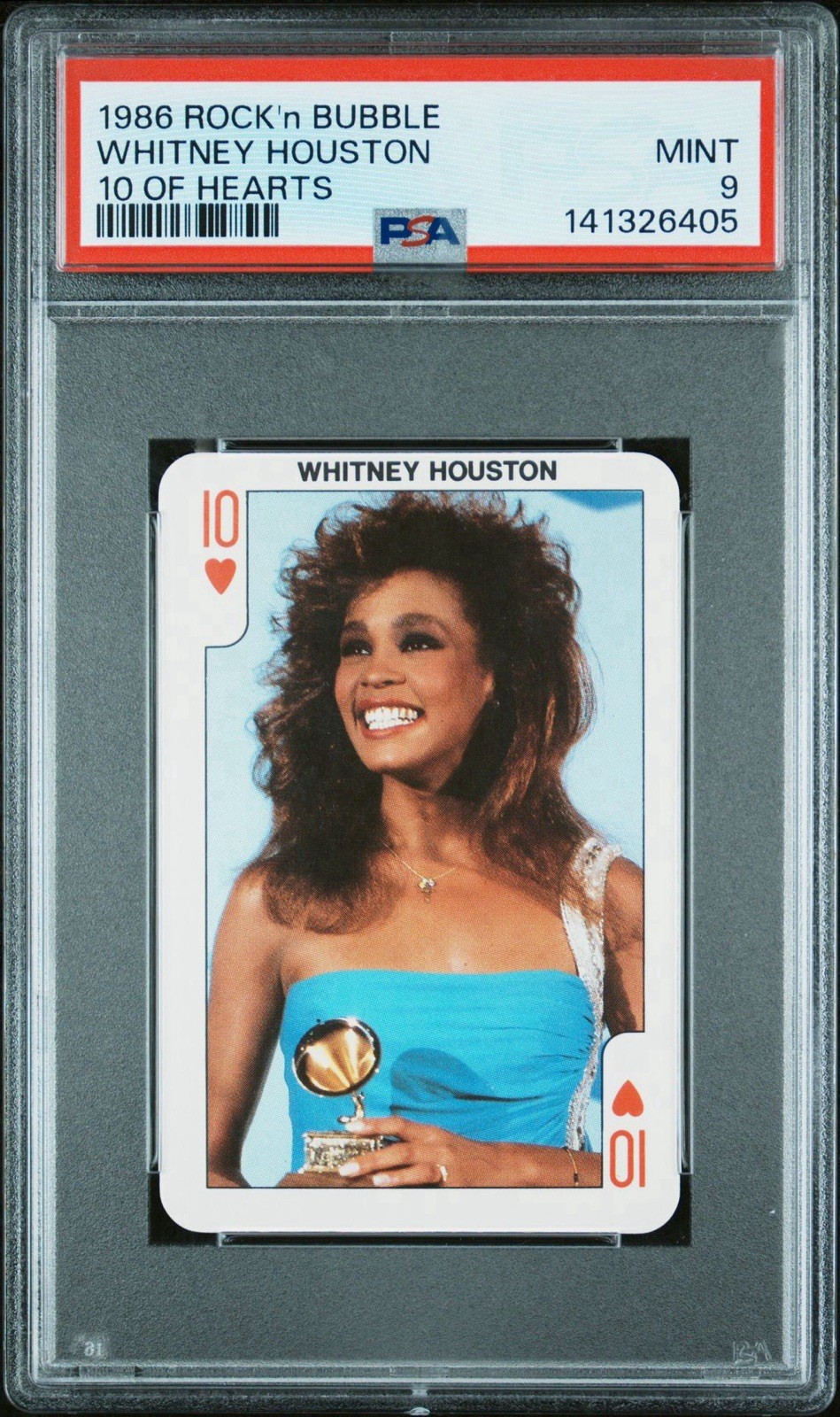 1986 Dandy Rock 'n Bubble WHITNEY HOUSTON Rookie Card RC #10H 💕 * PSA 9 * MINT