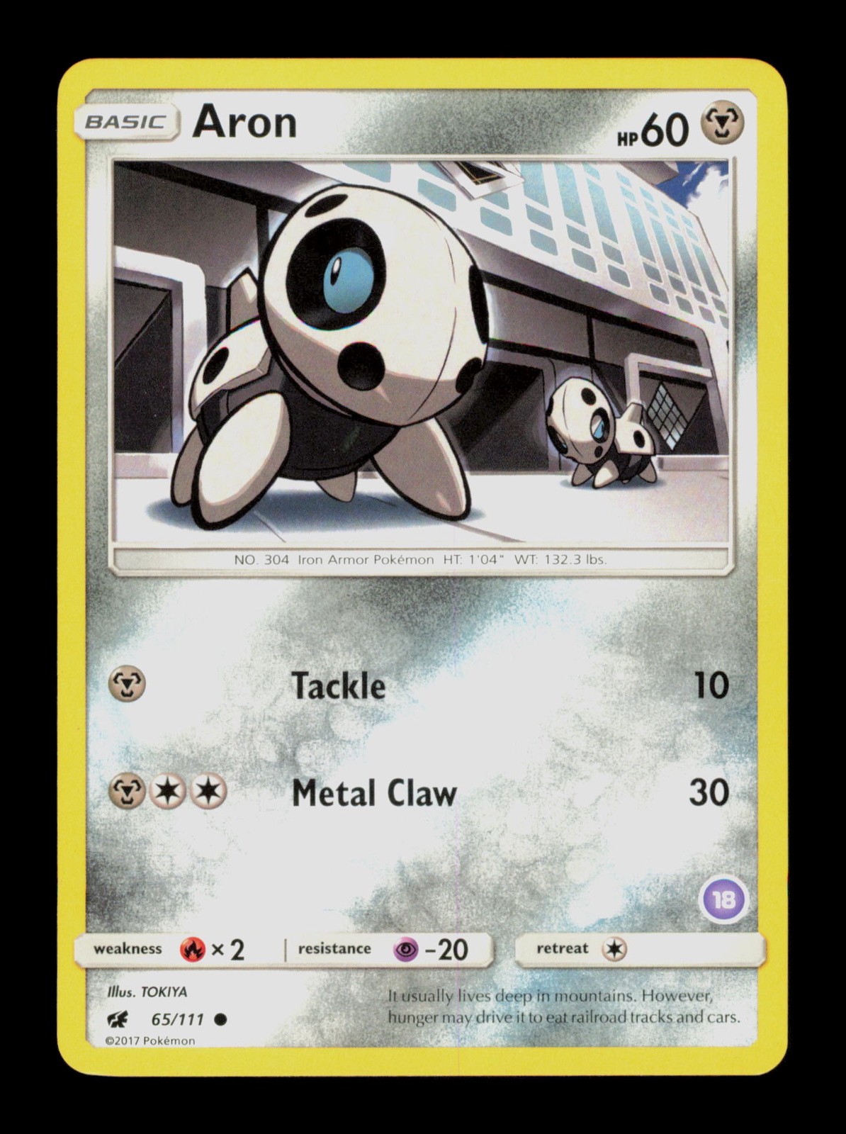 Aron 65/111 Pokemon Crimson Invasion Played Trading Card TC