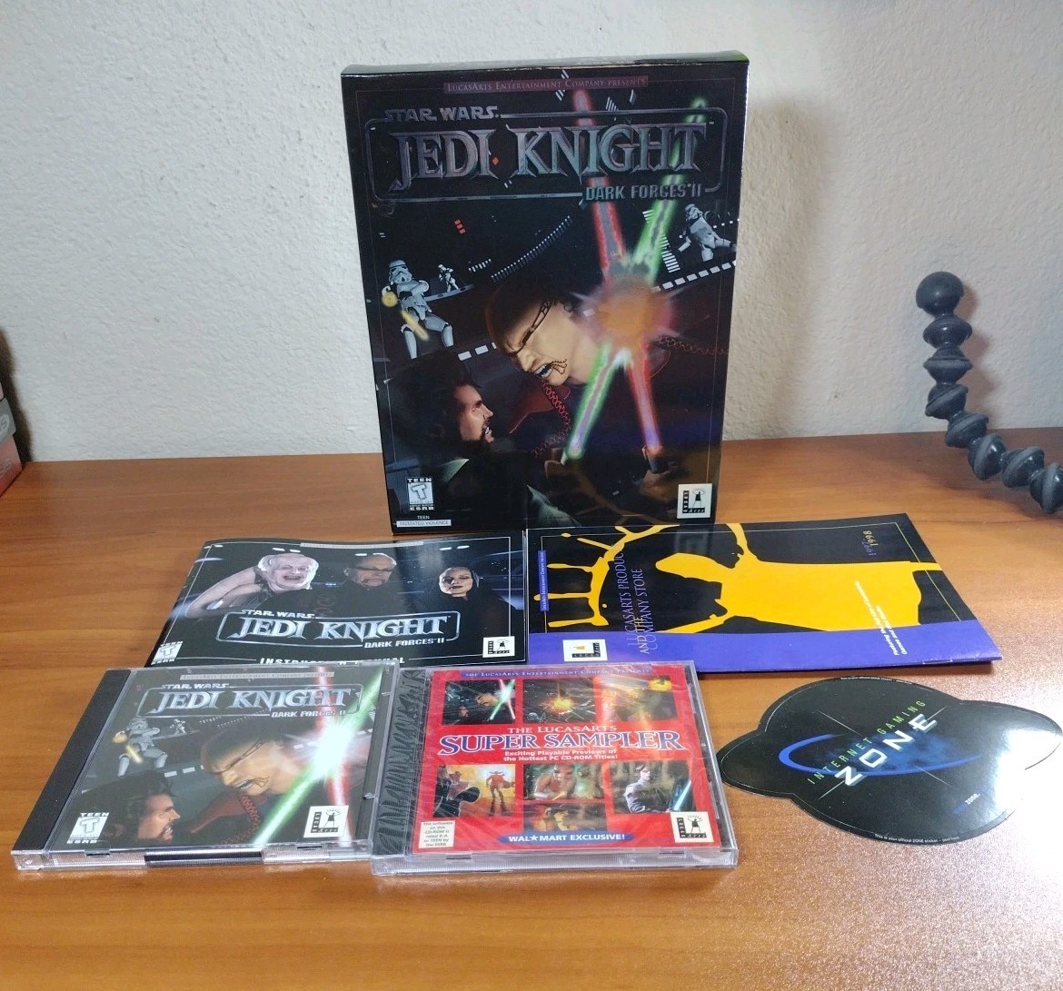 Star Wars Jedi Knight Dark Forces 2 PC Game CiB W/ Sealed Sampler, NM Very Clean