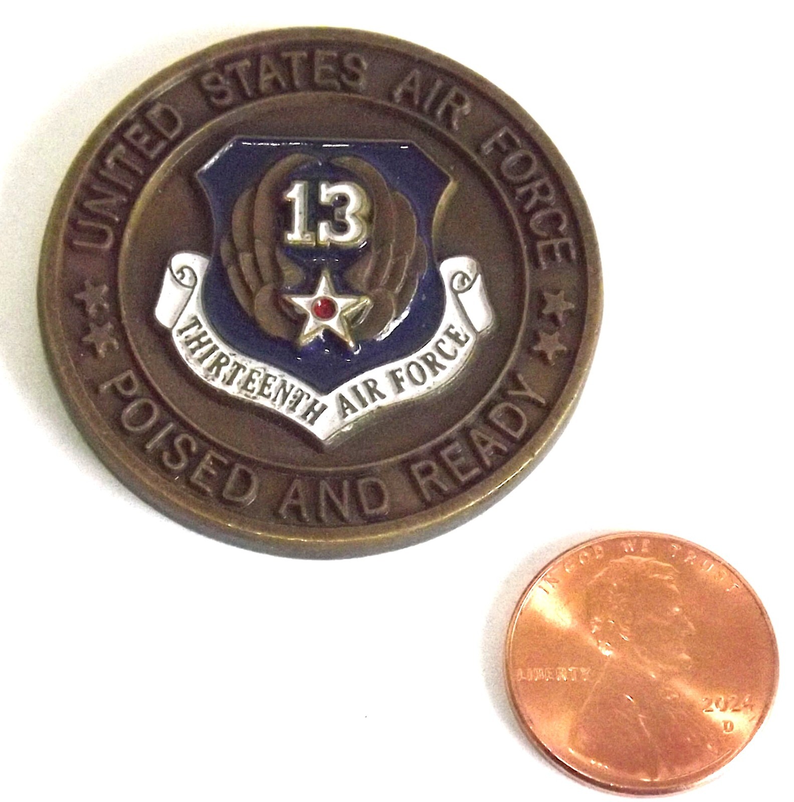 Challenge Coin - USAF - 13th AF - Poised and Ready - Commander - 2-Star General