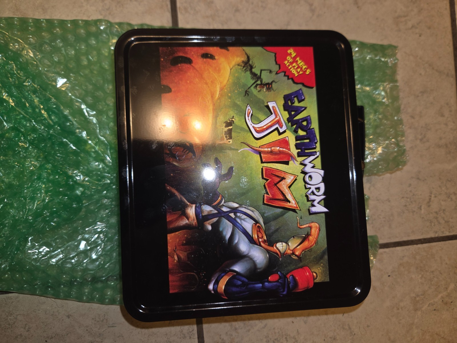 NEW Earthworm Jim Metal Tin Lunch Box From Loot Crate Collectors item metal box