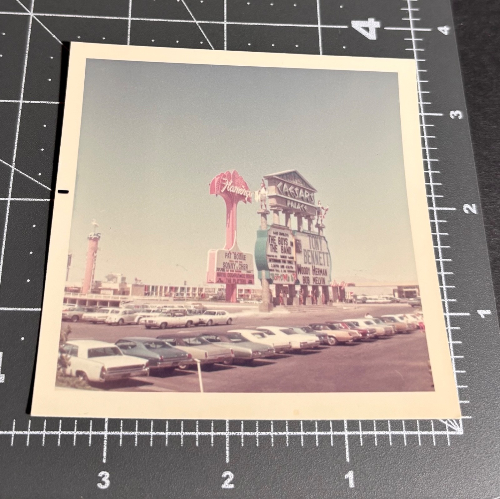 1960s Las Vegas NV CAESARS PALACE The Flamingo Marquee SIGN Sony CHER Vtg PHOTO