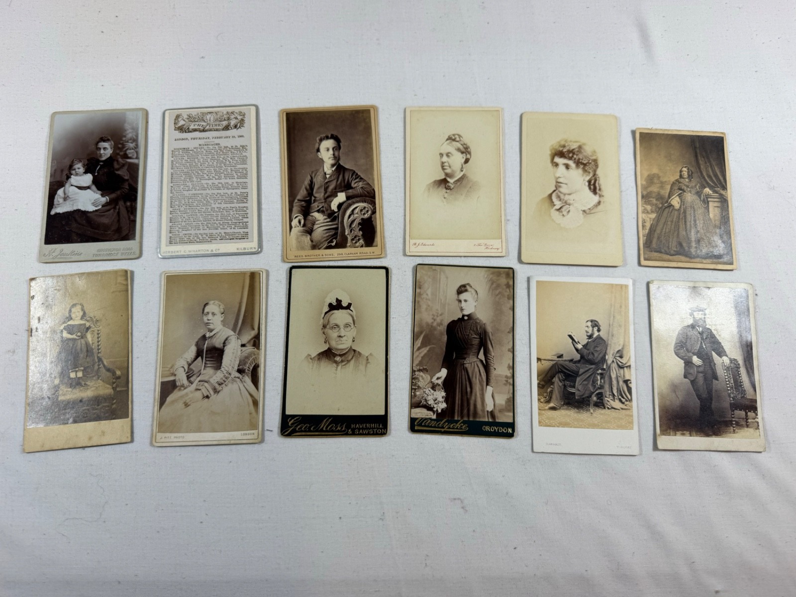 Collection of 12 Antique Victorian Carte de Visite CDV Studio Photos Job Lot