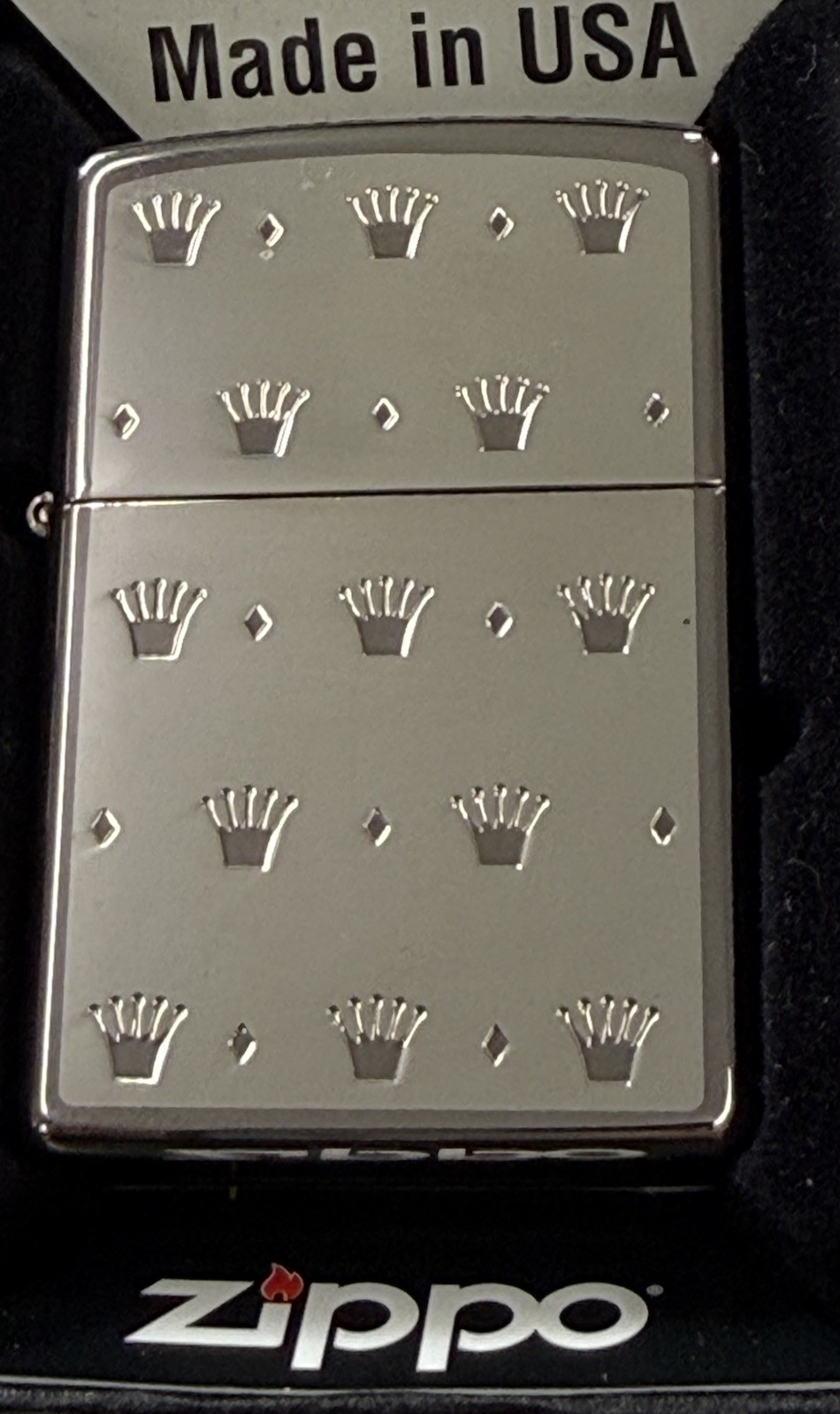 ZIPPO 2009 ROLEX  SYMBOL MIDNIGHT CHROME LIGHTER UNFIRED IN BOX H528