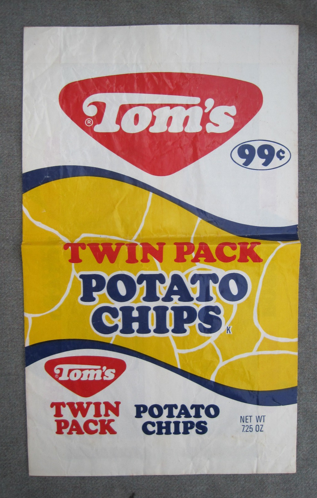 VINTAGE 1970s-1980s TOMS POTATO CHIPS EMPTY BAG SNACK JUNK FOOD SACK