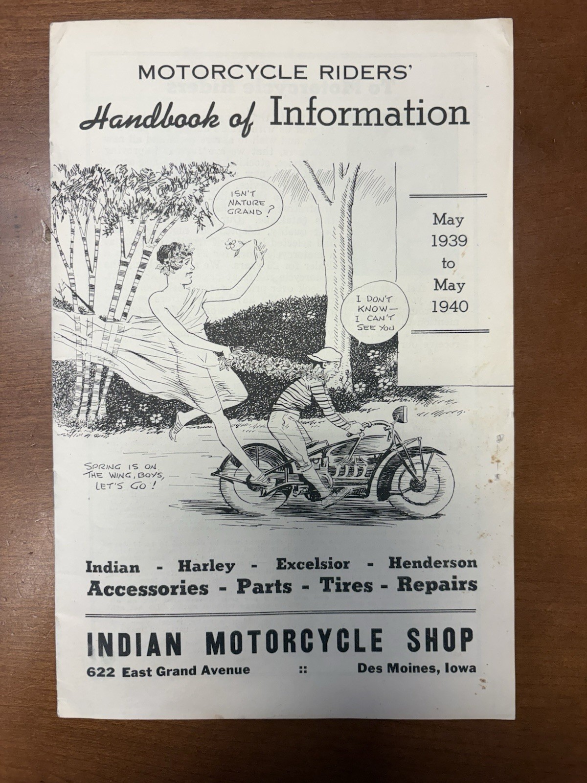 ORIGINAL 1939-1940 Motorcycle Riders\' Handbook of Information Indian Dealer