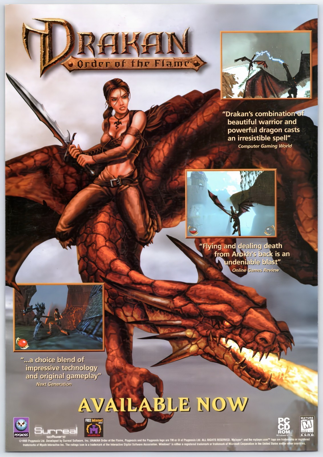 Drakan Order Of The Flame - PC - Vintage Original Print Ad/Poster Promo Art 1999