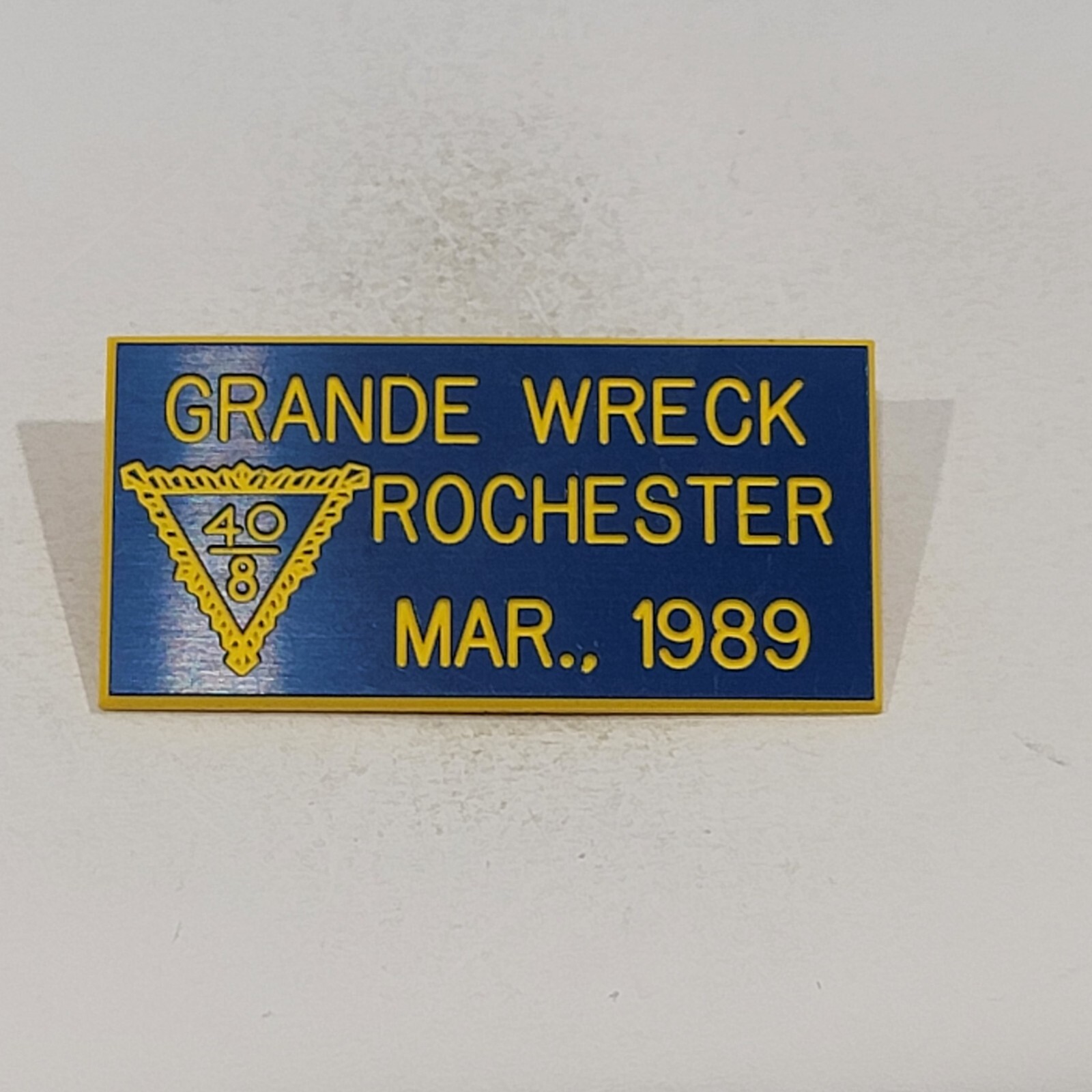 Vintage Grande Wreck Rochester 1989 Plastic pinback Badge