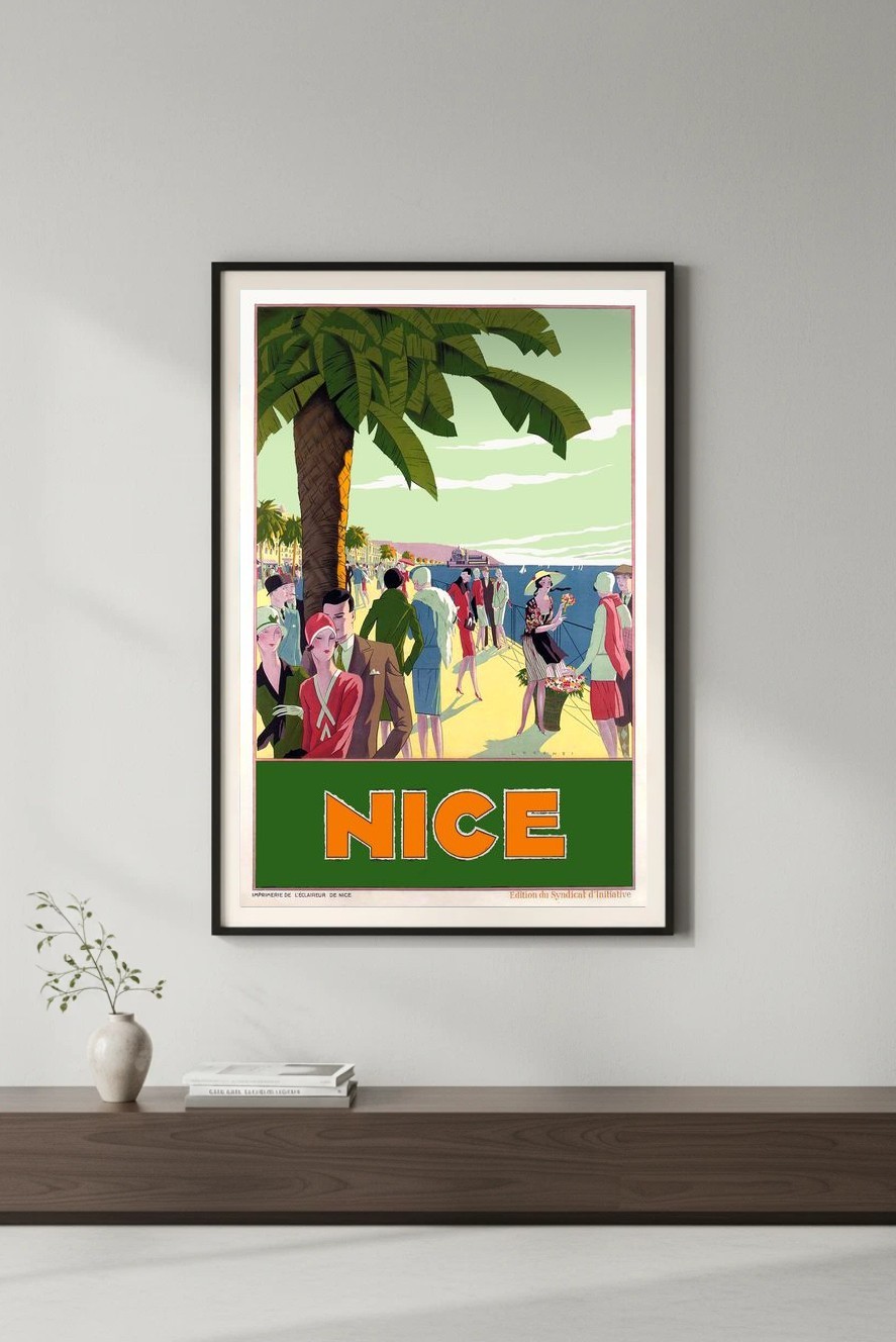 🌴 Vintage 1930s Nice Travel Poster - Art Deco Style by Lorenzi - 24x36”