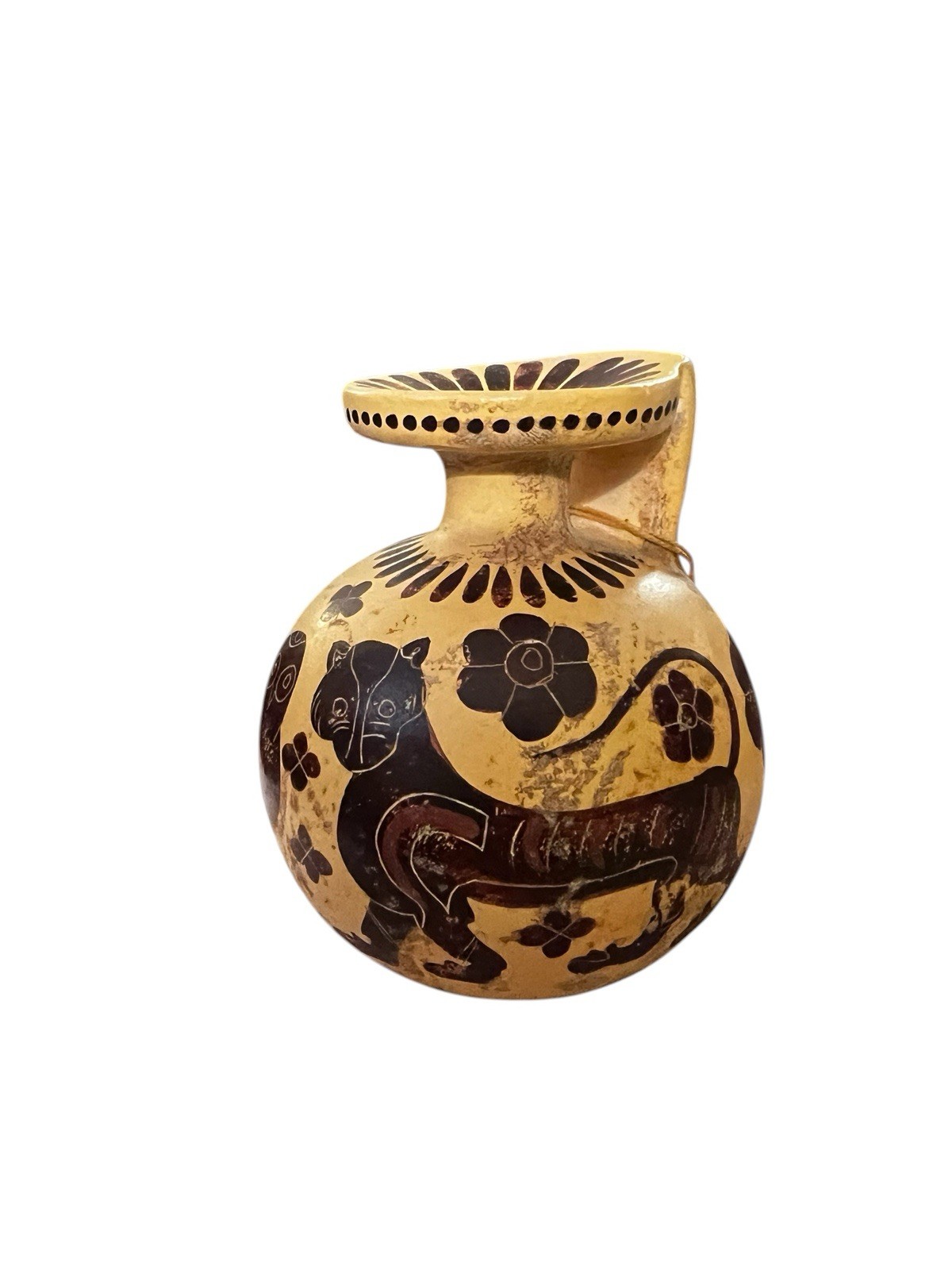 VTG Handmade  3.5” Corinthian Aryballos Handled Eprotimos Jug-6th Century Copy