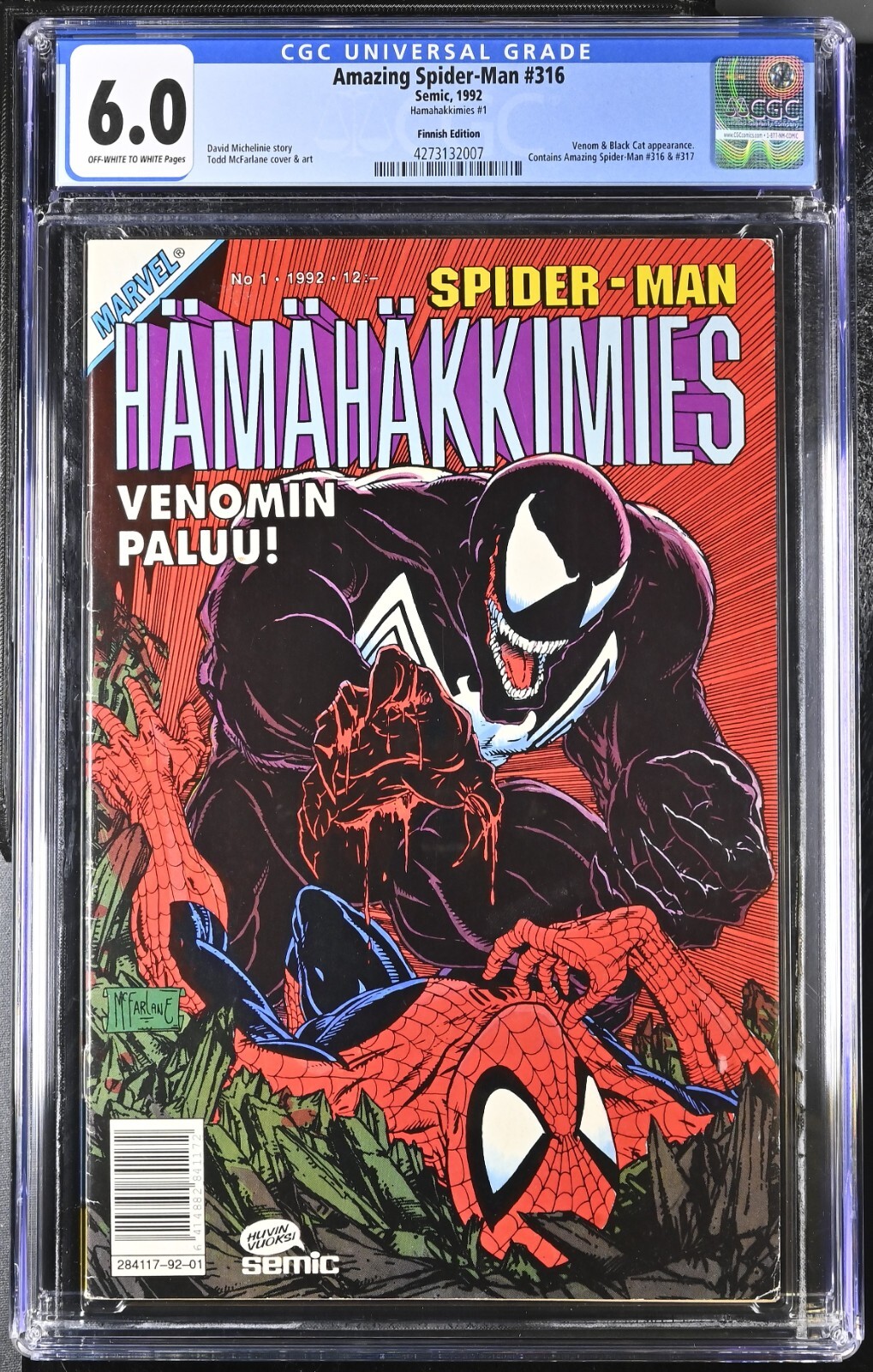 Amazing Spider-man #316 CGC 6.0 Finnish Edition SEMIC 1992 Foreign key NICE