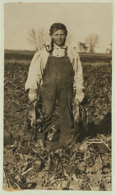 Photo:Fort Morgan Colorado 1915 Girl in Beet Field Mr Schneider Daughter