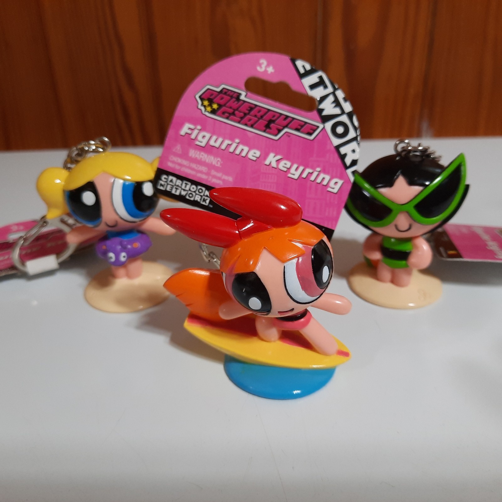 Vintage NOS Cartoon Network Powerpuff Girls Keychain Set of 3 RARE HTF 