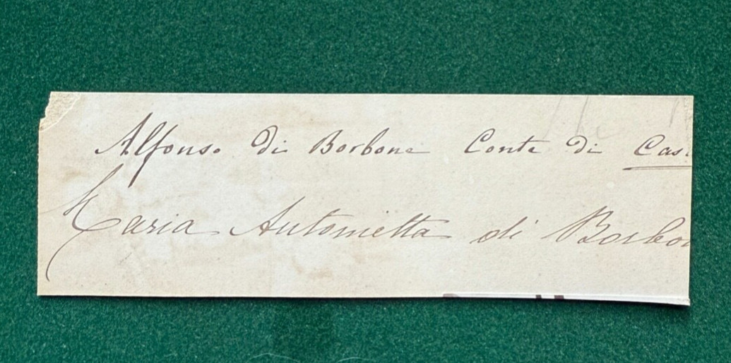 Prince Alfonso Bourbon Count Caserta & Wife Two Sicilies Antique Royal Autograph