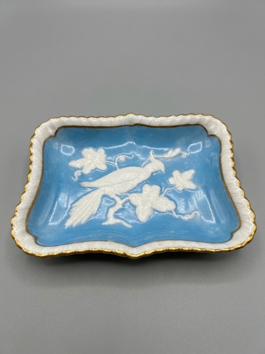 Vintage Royal Crown Derby Chinese Birds Blue Trinket Dish Pin Tray Reg 839113