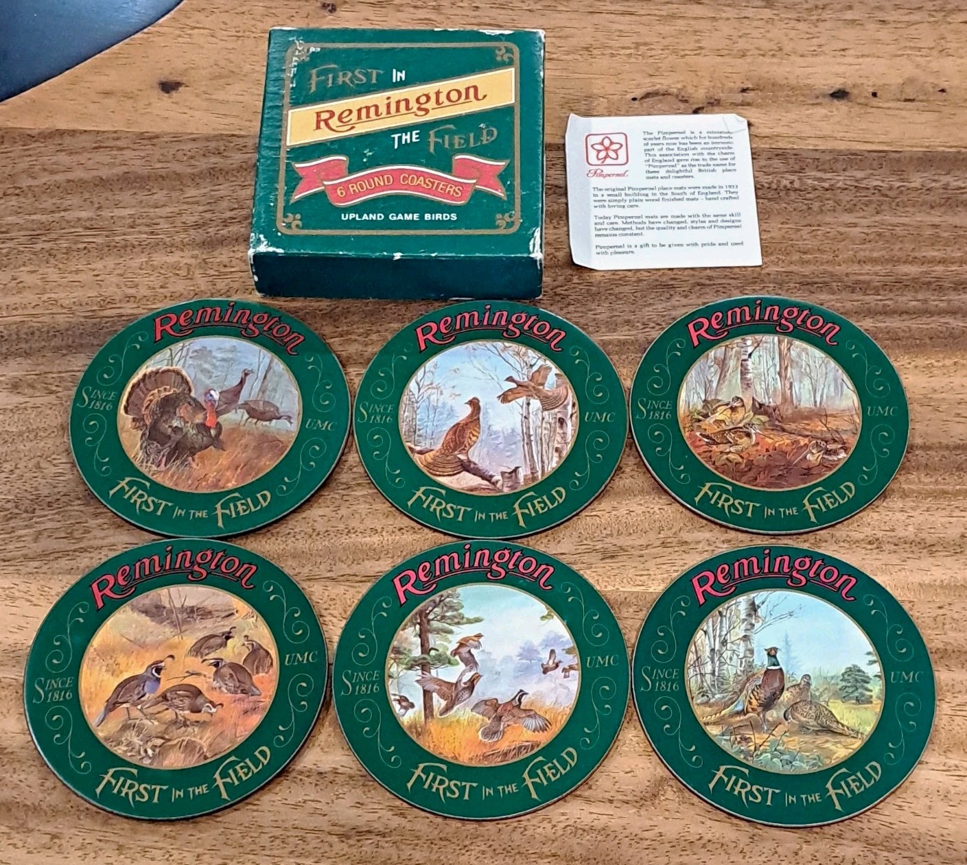 Remington Pimpernel Upland Game Birds First In The Field Melamine Cork Coasters