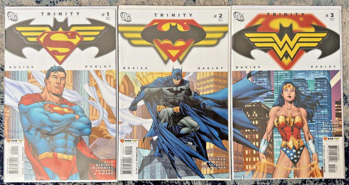 Trinity  #1 2 3 DC Comics 2008 Superman/Wonder Woman/Batman Kurt Busiek Bagley