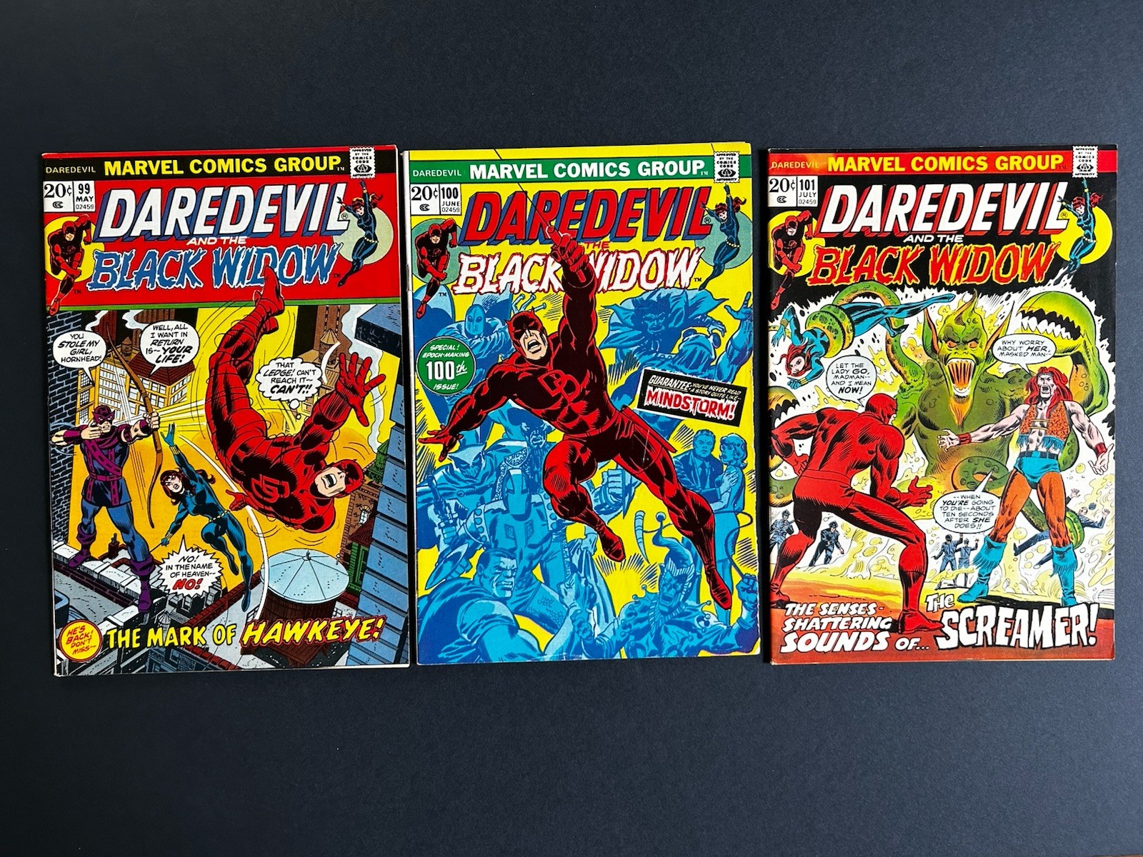 Daredevil 99 100 101 (1973) - Black Widow - 1st Angar the Screamer - See Pics
