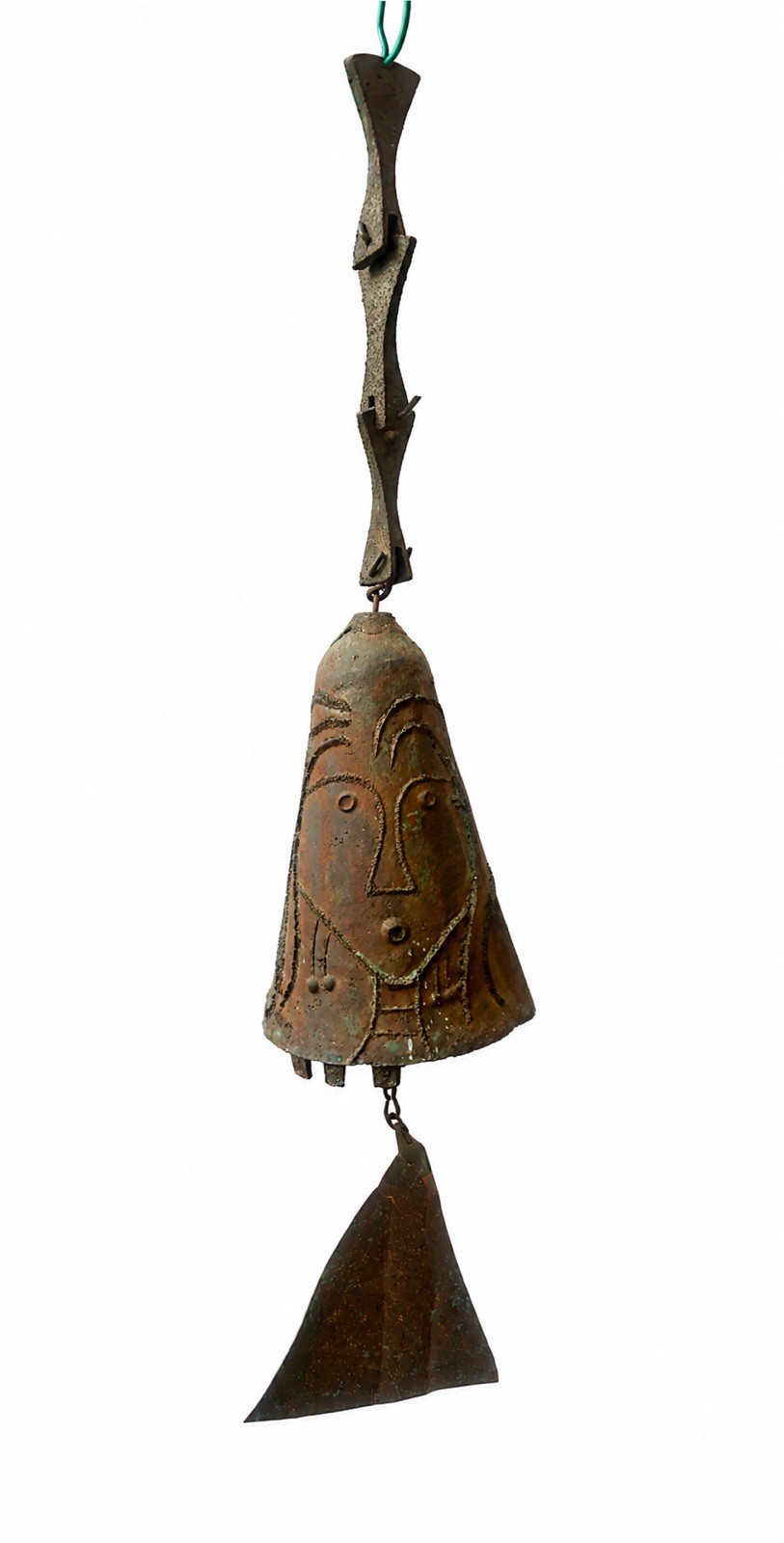 Vtg Paolo Soleri Cosanti Bronze 9” Wedding Bell Large 2-Face Hallmark. 26”