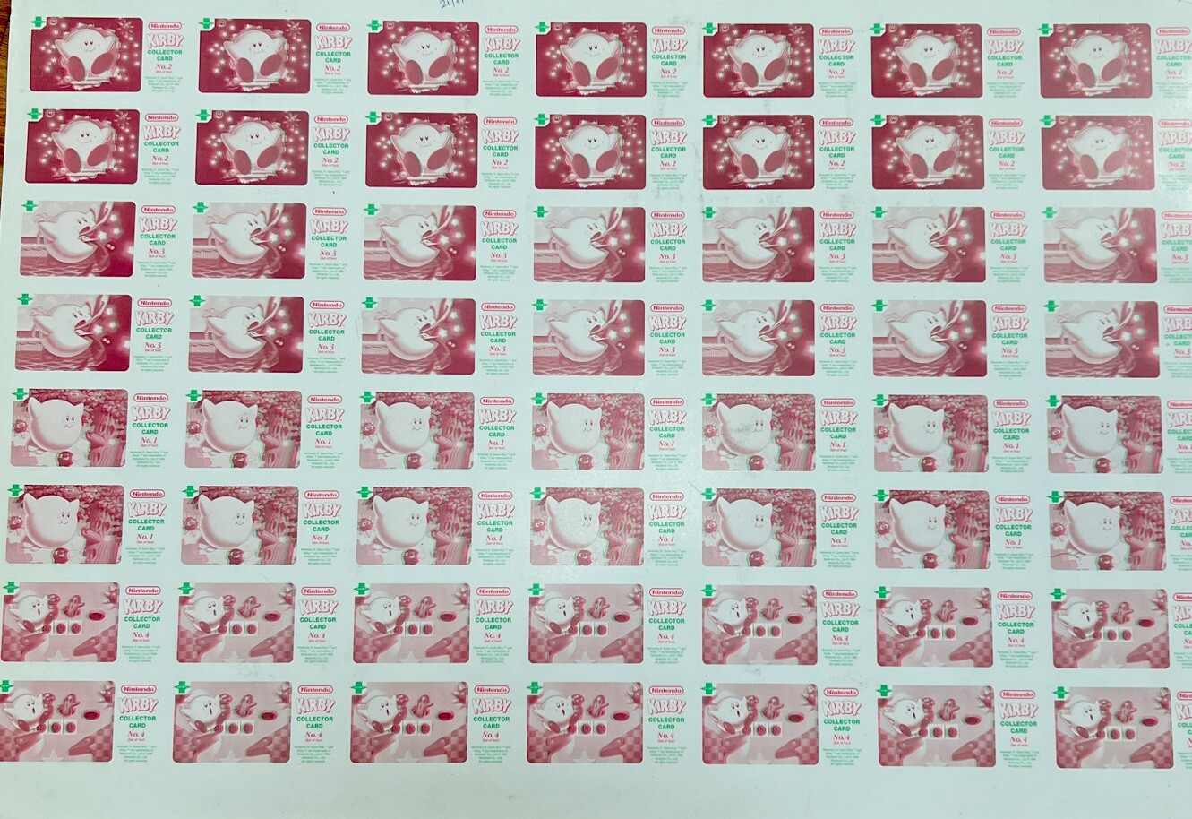 So Rare 1995 Jacob's Bakery Kirby 3D Cards FULL UNCUT CARD SHEET 1-4 NOS SO RARE