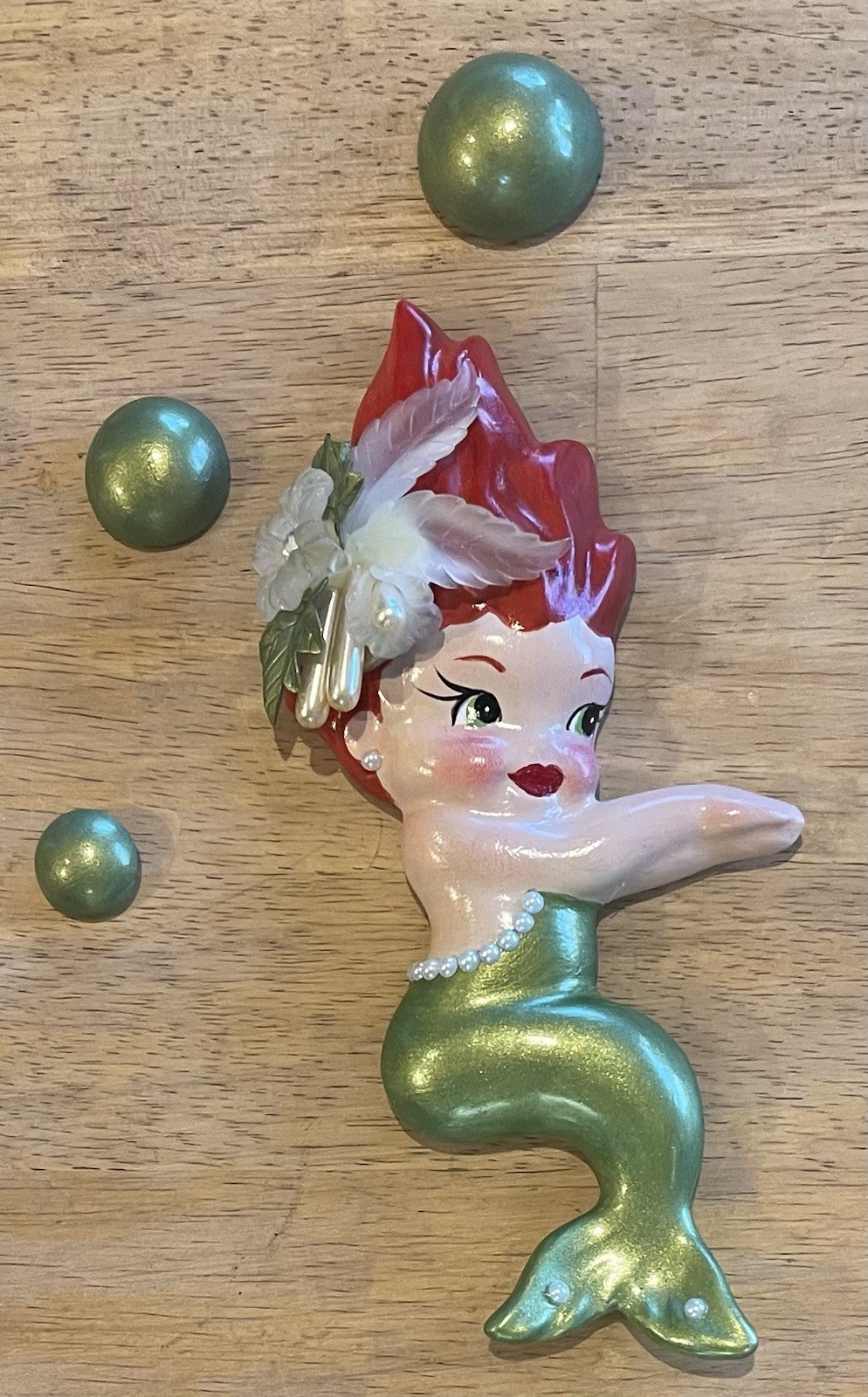 Retro Vntage Lane & Company Diving Mermaid Wall Plaque With Bubbles
