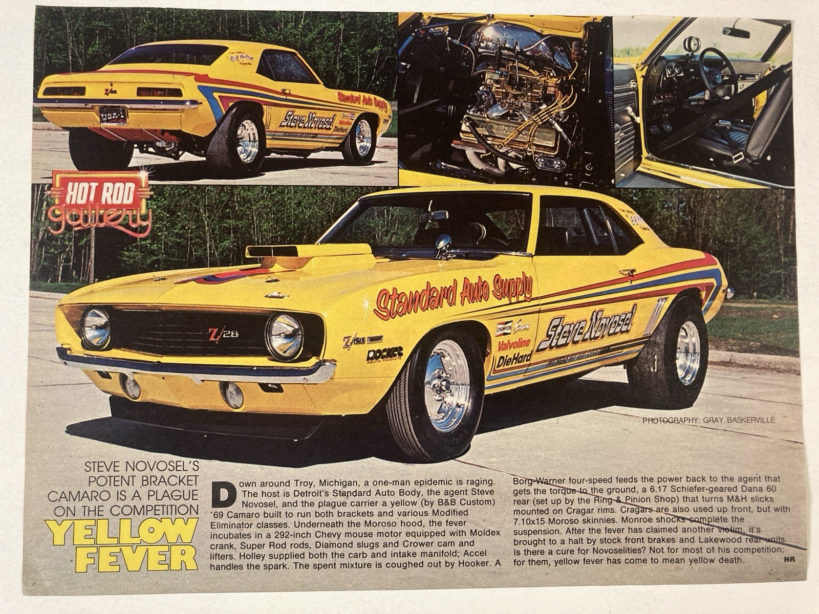 1978 Hot Rod Gallery Yellow Fever Print Ad Steve Novosel 1969 Chevy Camaro Z28