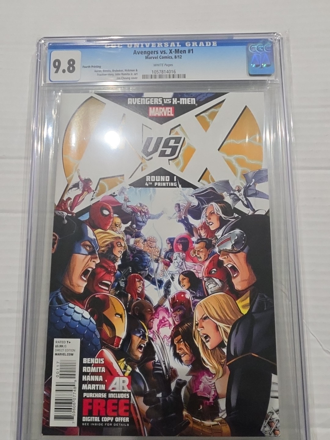 Avengers vs X-Men #1 4th Printing CGC 9.8 White Pages Marvel 2012 AVX Comic