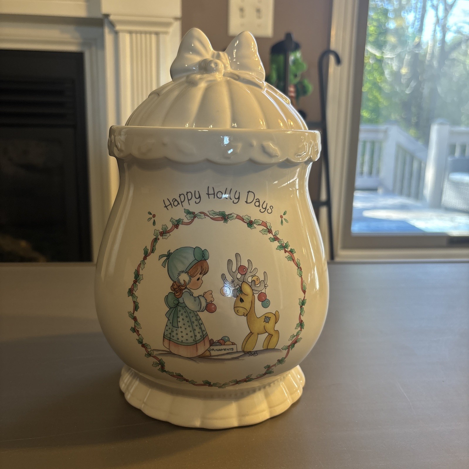 BRAND NEW VTG Precious Moments Happy Holly Days Cookie Jar With Box,1994 Enesco