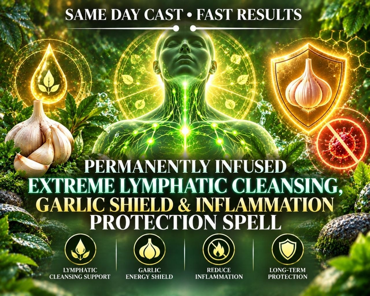 Permanently Infused Extreme Lymphatic Cleansing, Garlic Shield & Inflammation Pr