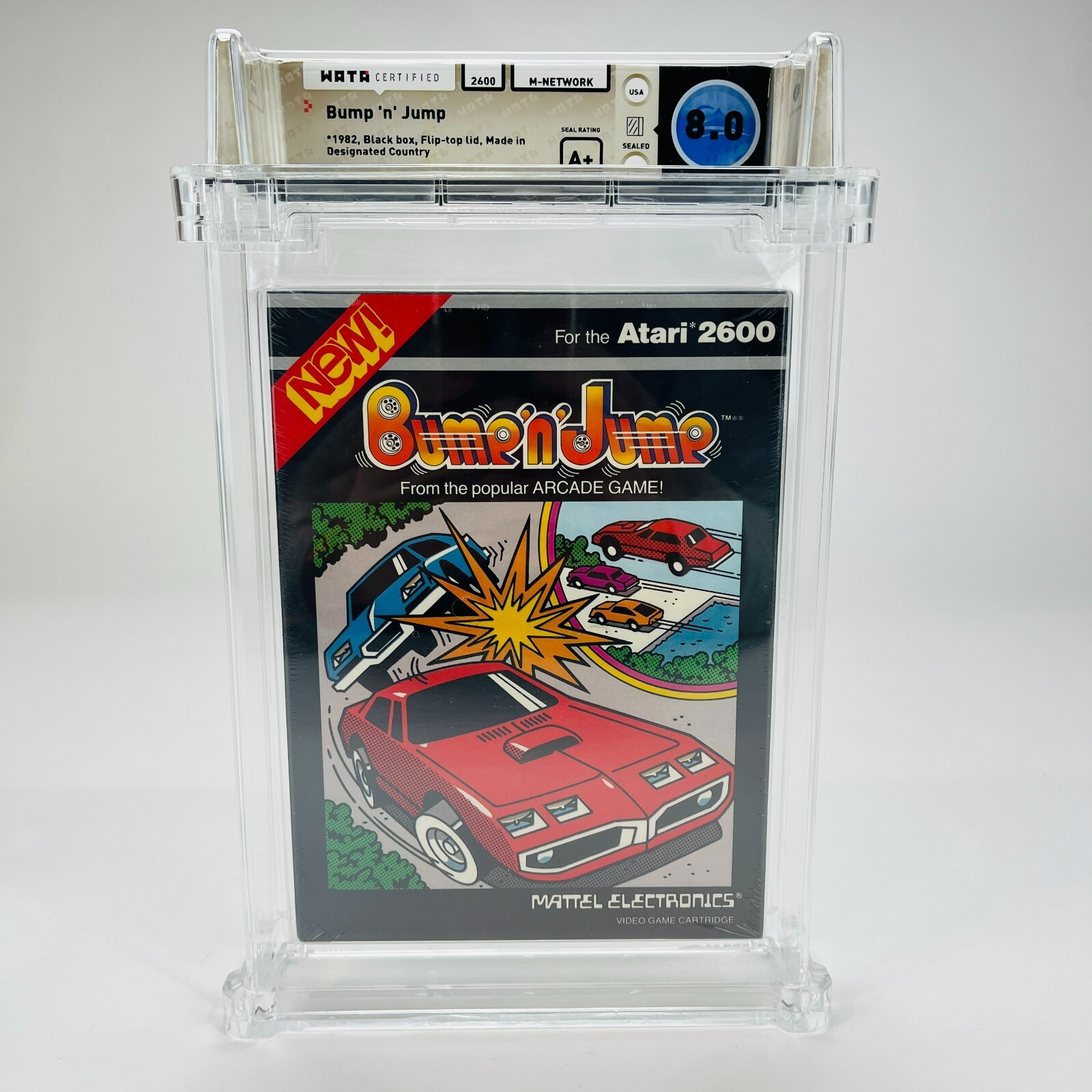 Bump 'n' Jump - Atari 2600, 1983 Mattel Factory Sealed Graded NIB WATA 8.0 A+