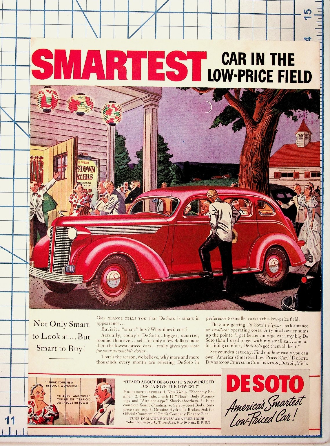 Vintage 1930s De Soto Car Ad Smartest Low-Priced Chrysler Automobile Print