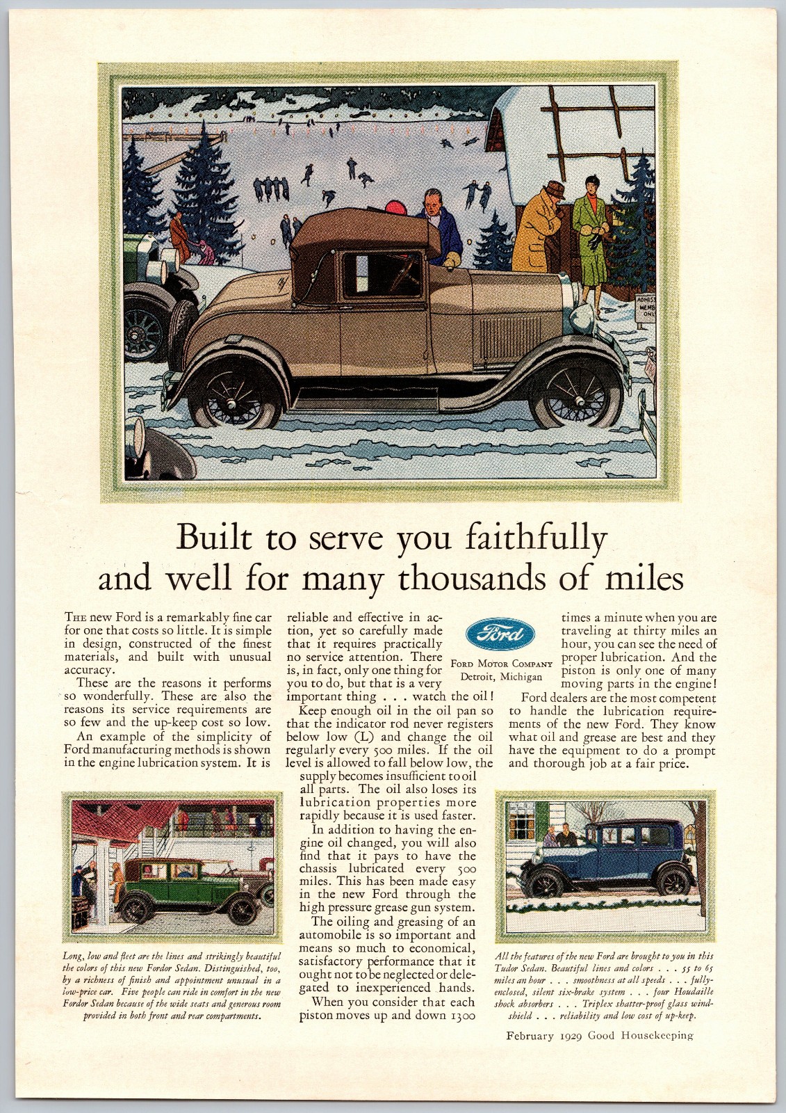 Vintage 1929, Ford, Fordor Sedan, Auto, Automobile, Car, 20\'s Print Ad