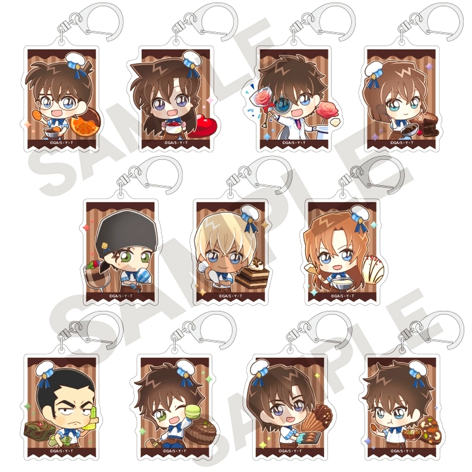 Set of 11 Detective Conan Trading Acrylic Keychain Charapeko Chocolat Japan W812